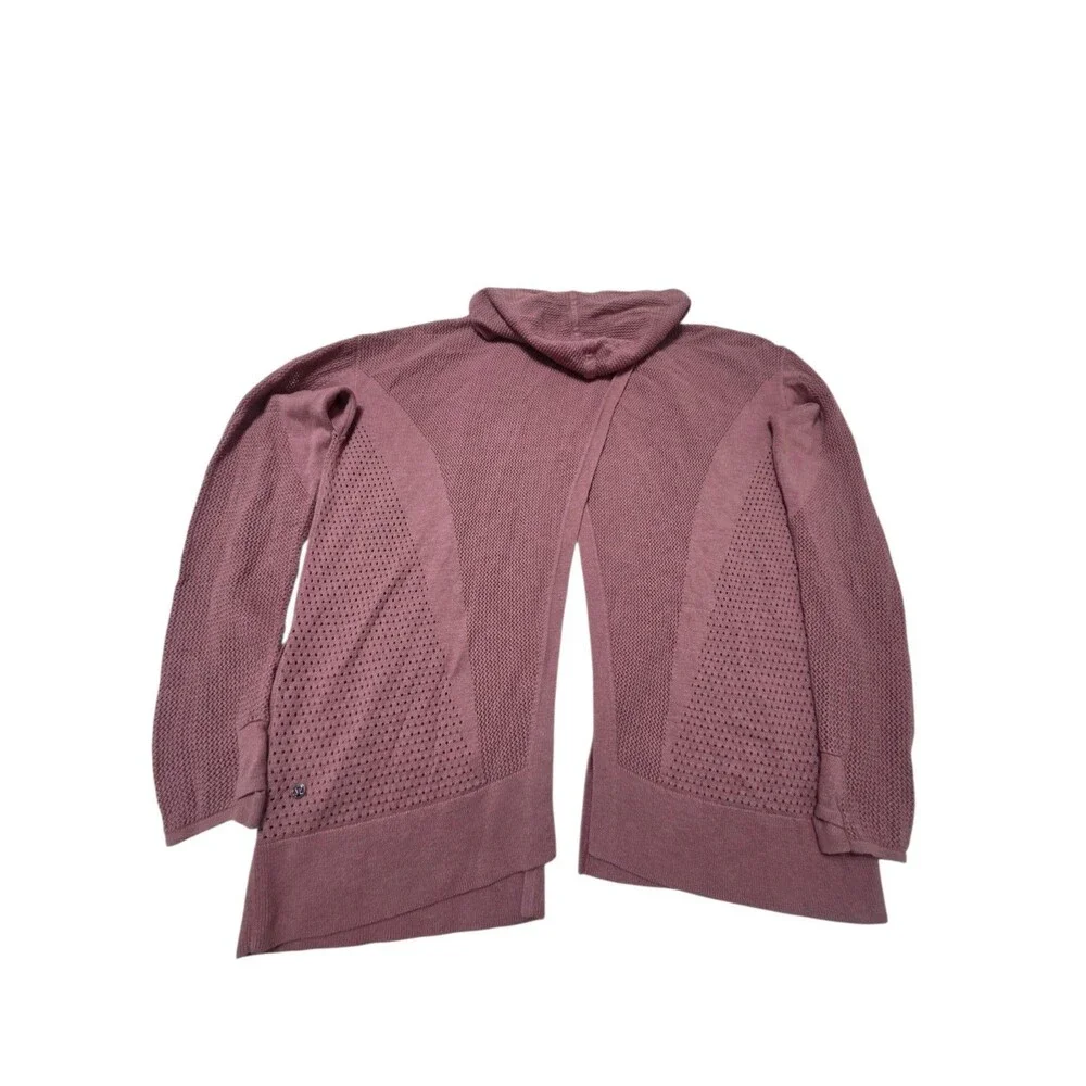 Lululemon Still Movement Wrap Split Back Open Cardigan Womens M/L Hooded D25.4